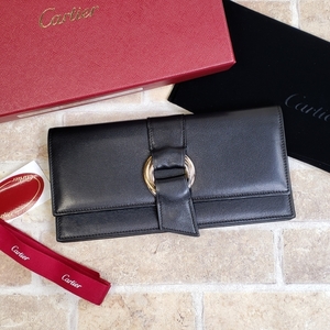 カルティエ Cartier トリニティ レザー 長財布 ブラック 財布 