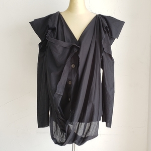  Vivienne Westwood wa-ruz end design cotton blouse UK made black I Worlds End Vivienne Westwood