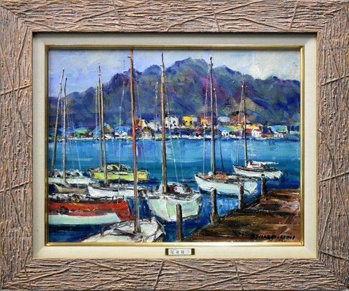 Il s'agit d'une œuvre magnifique qui représente le port de plaisance lumineux et ouvert de la station estivale du port de Shimoda ! Peinture à l'huile Shuzo Omi No. 6 Shimoda (Izu) [Galerie Masamitsu], peinture, peinture à l'huile, Nature, Peinture de paysage