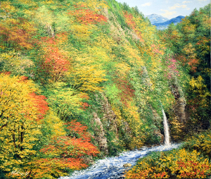 Art hand Auction Er ist ein aktiver Maler, der weiterhin saisonale Naturlandschaften mit zarten Pinselstrichen malt! [Authentisches Werk] Kenichi Morita Autumn in the Valley Westerngemälde 10. Stock mit Rahmen [Seiko Gallery], Malerei, Ölgemälde, Natur, Landschaftsmalerei