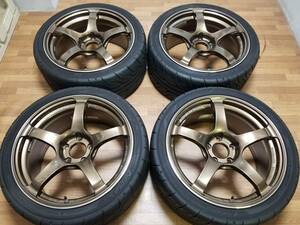 【超美品 バリ溝】18インチ 9J +35 PCD114.3 ADVAN Racing TC-4 Neova AD08R GRヤリス FD2 DC5 ランエボ WRX STI VAB GVB GRB S4 VAG GDB