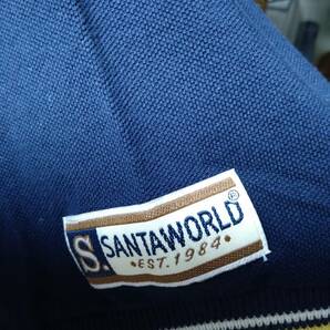 HPS２９半袖ポロシャツ襟首ジッパー刺繍入り SANTA WORLD XL 紺色系  綿 中国製 中古良品１枚の画像4