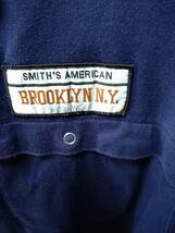 HAM44　SMITHS AMERICAN　アメカジ　BROOKLYN　N・Y　ワッペン半袖ジャンパー　2272-2246　サイズL　中国製　紺系　中古_画像3