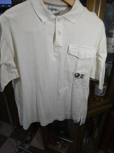 HPS２３半袖ポロシャツ刺繍入り　NESTA BRAND　3XL位　白系 　綿　中国製　中古1枚