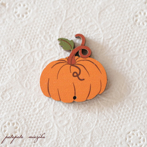 かぼちゃ フランス 製 木製ボタン アトリエ ボヌール ドゥ ジュール 手芸 ボタン 雑貨 ハロウィン