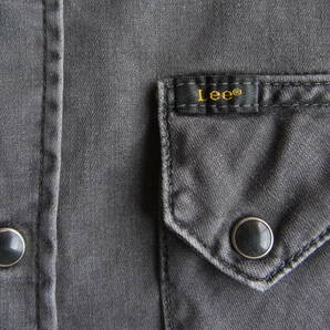 Lee リー  ストレッチブラックデニム素材 ユーズド加工 ウエスタンシャツ サイズ Mの画像6