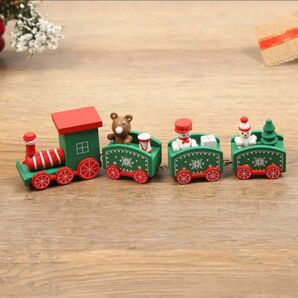 クリスマストレイン　木製列車　レッド　ジンジャークッキー　置物　オブジェ　インテリア雑貨　ディスプレイ　北欧　グリーン