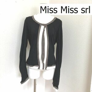 イタリア　Miss Miss srl 　スウェット　カーディガン　ノーカラー　秋　ジャケット　モノトーン