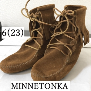 処分品　ミネトンカ MINNETONKA レースアップ　ショートブーツ スエード　23　ブーティ