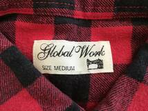 美品　GLOBAL WORK グローバルワーク　M 冬素材　長袖シャツ　RED×BLACK チェック　シャツ_画像6