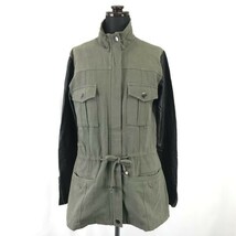 USA/アメリカ製★レイルズ/Rails/キットソン★袖羊革/ジップジャケット【レディースS/カーキ×黒】Jackets/Jumpers/kitson Japan◆BH294_画像1