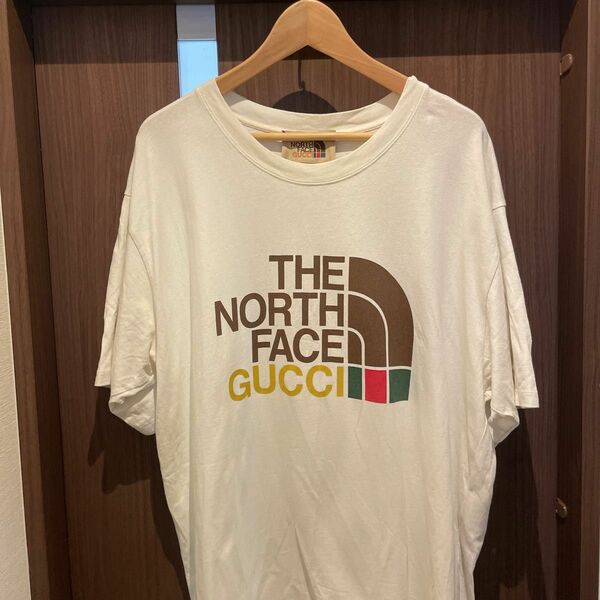グッチ GUCCI ノースフェイス 21SS 616036 XJDCL サイズ:L ダブルネームロゴプリントTシャツ 