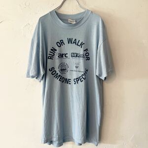 ヴィンテージ Hanes 半袖Tシャツ ロゴTシャツ プリントTシャツ 3 ライトブルー ヘインズ L メンズ レディース古着