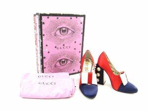 GUCCI グッチ 465985 GGパール スタッズ サテンリボン パンプス ヒール SIZE:35 1/2 レディース 靴 ∠UP3878