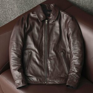 秋冬　レザージャケット 上品　本革　牛革　ライダースジャケット 　ビジネス　革ジャン Ｓ～5ＸＬ ブラウン