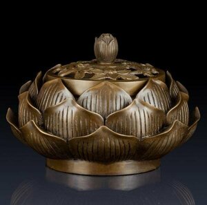 香炉◆銅製◆銅器◆装飾品◆工芸品◆風水◆置物◆蓮の花