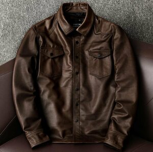 羊革 カーコート 革ジャン ホースハイド 本革 ライダースジャケット メンズファッション コート ロング S～4XL