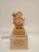 【高品質】総檜材 仏教工芸品 仏師で仕上げ品 七福神 大黒天立像 木彫仏教 精密彫刻_画像4