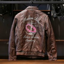 高品質 レザージャケット シングルライダース 牛革 カウハイド 本革 革ジャン メンズファッション バイクレザー アメカジ レトロ S～5XL 黒_画像5