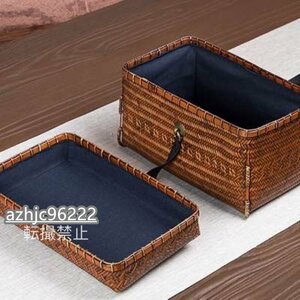 【高品質】 職人手作り 収納かご おしゃれ竹籠 可愛い良品 小物入れ 茶道＊お菓子入れ 竹工芸編み 収納箱