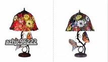 【高品質】 テーブルランプ ステンドグラス 高級 蝶 花 カラフル ヴィンテージ 手作り リビング ナイトライト ベッドサイドランプ 高さ69cm_画像9