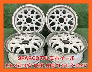 ★13インチ RACING SPARCO 中古 アルミホイール 4本 4穴 PCD100/114.3 IN47★