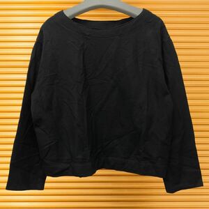 wb / ダブルビー レディース ニット ウール 長袖セータ 40サイズ 薄手 ショート丈 秋冬 毛100% ブラック 日本製 O-1901