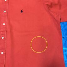 【ラルフローレン】ワンポイント刺繍ロゴチノボタンダウンシャツ 90s オレンジ　長袖シャツ_画像5