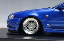 1/43 日産　スカイライン改　GT-R　R34　インチアップ　BBS RS　ホイール アルミ製 深リム 街道レーサー グラチャン　国産名車プレミアム_画像8