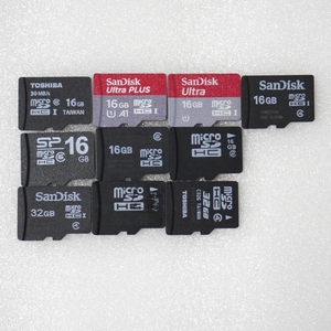 【 microSDHC 16GB 32GB まとめて 10枚セット 】 / 中古動作品 フォーマット済 ジャンク扱い SanDisk TOSHIBA SP 等 / microSD A1055