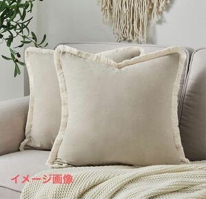 クッションカバー 45x45cm 2枚セット ブラウンレッド ブラウン おしゃれ カバー クッション インテリア フリンジ