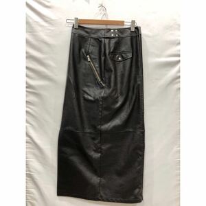 【AMERI】2WAY CRASH FAKE LEATHER SKIRT アメリ Sサイズ BRW ロングスカート 01320921020 ts202310