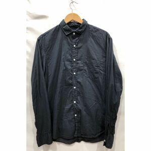 【frank&eileen】長袖シャツ フランクアンドアイリーン コットン BLK 無地 ポケット 薄手 ts202404