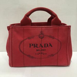 【PRADA】プラダ CANAPA カナパ 1BG439 トートバッグ ショルダーバッグ 2way キャンバス レッド ts202309