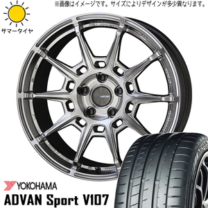 新品 ランサーエボリューション 245/40R18 Y/H ADVAN V107 ガレルナ レフィーノ 18インチ 9.5J +38 5/114.3 サマータイヤ ホイール 4本SET