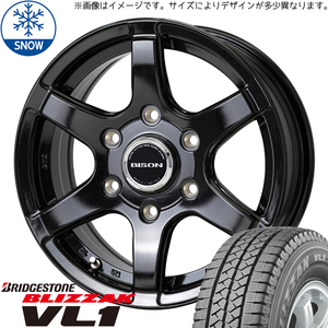 新品 サクシード 155/80R14 6PR ブリヂストン ブリザック VL1 バイソン BN-04 14インチ 5.0J +39 4/100 スタッドレス タイヤ ホイール 4本