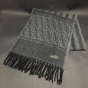 FG0928-68-3 FENDI フェンディ マフラー ズッカ柄 ストライプ グレー系 フリンジ7cm 全長(フリンジ含む)160cm 60サイズ