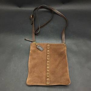 FG0928-65-3 コーチ COACH ショルダー バッグ 斜め掛け スエード レザー シグネチャー ブラウン 22x19x1.5cm 60サイズ