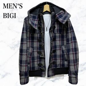 MEN'S BIGI FIRST ダッフルコート　チェック柄コート　ウールコート