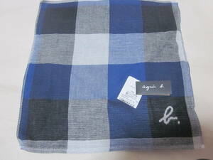 #[agnes b. ]#[ Agnes B handkerchie ]#[ block check towel handkerchie ]#[ made in Japan ]#[ unused ]#[ postage 120 jpy ]#