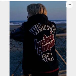 最終値下げ★HYSTERIC GLAMOUR 　WInd and sea スタジャン★VARSITY JACKET BLACK 