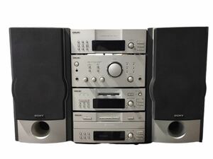 ジャンク品 SONY ソニー システムコンポ コンポ ST-MS77 TA-MS77 MDS-MS77 CDP-MS77 スピーカー CD MD 音楽機器 シルバー CDプレイヤー