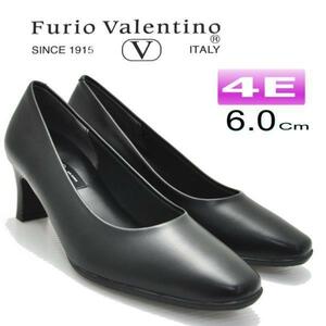 6451黒23.5cm/Furio Valentino/フリオバレンチノ/4E/ヒール6cm/フォーマルパンプス /リクルート/通勤/冠婚葬祭/