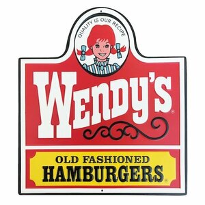 Wendys OLD LOGO　エンボスメタルサイン アメ雑 アメリカン雑貨 アメリカ雑貨