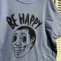 1スタ ネイビー フェイス Tシャツ BE HAPPY ハッピー ホラー グロ 顔 半袖 90s 00s YHE ビンテージ 古着 卸 仕入れ_画像2