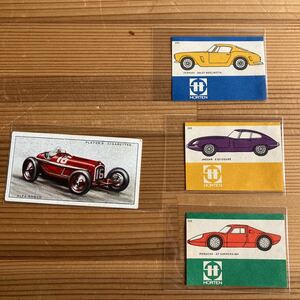 当時物 スウェーデンマッチラベル 英国タバコカード 4種セット ALFA-ROMEO FERRAI 250GT JAGUAR PORSCHE 外国製 昭和レトロ フェラーリ