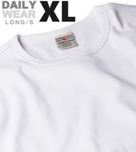 AVIREX デイリー 長袖 クルーネック Tシャツ ホワイト XLサイズ / リブ DAILY ウェア 白 WHITE ロングスリーブ アヴィレックス 丸首 ロンT