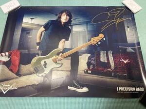 直筆サイン入り 非売品 LUNA SEA J ルナシー FENDER CUSTOM SHOP PRECISION BASS ポスター 未使用品