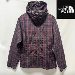 【新品】THE NORTH FACE ノースフェイス 撥水加工防風ポケッタブル チェック柄マウンテンパーカー男女兼用②バーガンディ