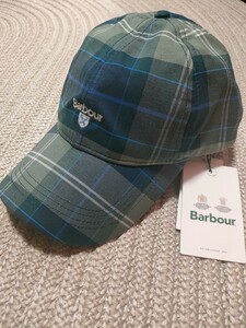 新品 未使用 Barbour バブアー コットン キャップ チェック ブルー グリーン 帽子 フリーサイズ